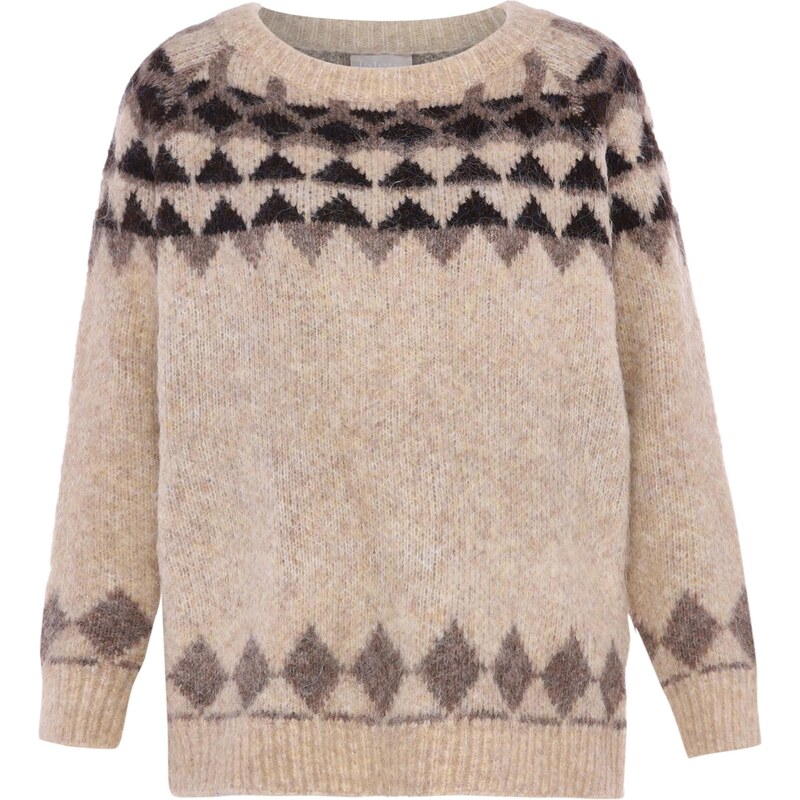 Jalene Sveter béžová / tmavošedá / čierna 65869641