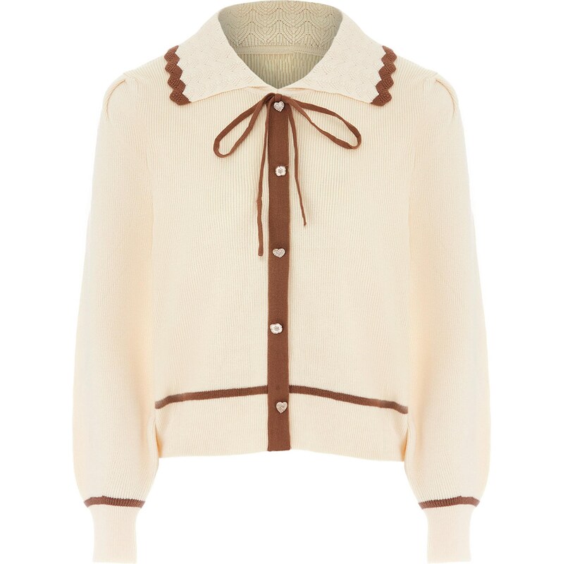 NAEMI Kardigán hnedá / biela ako vlna 65870409