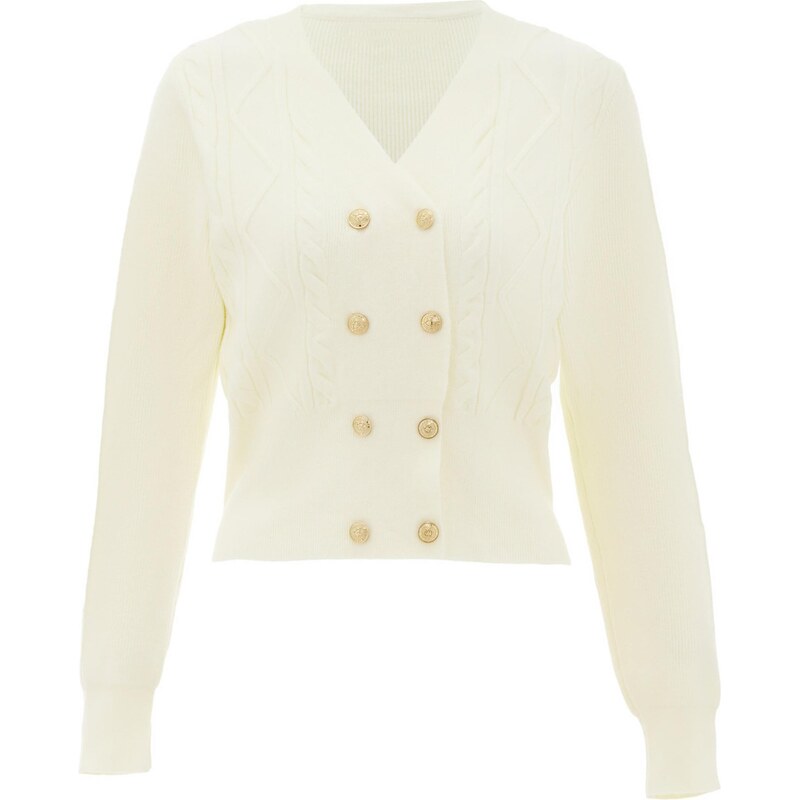 NAEMI Kardigán zlatá / biela ako vlna 65870784