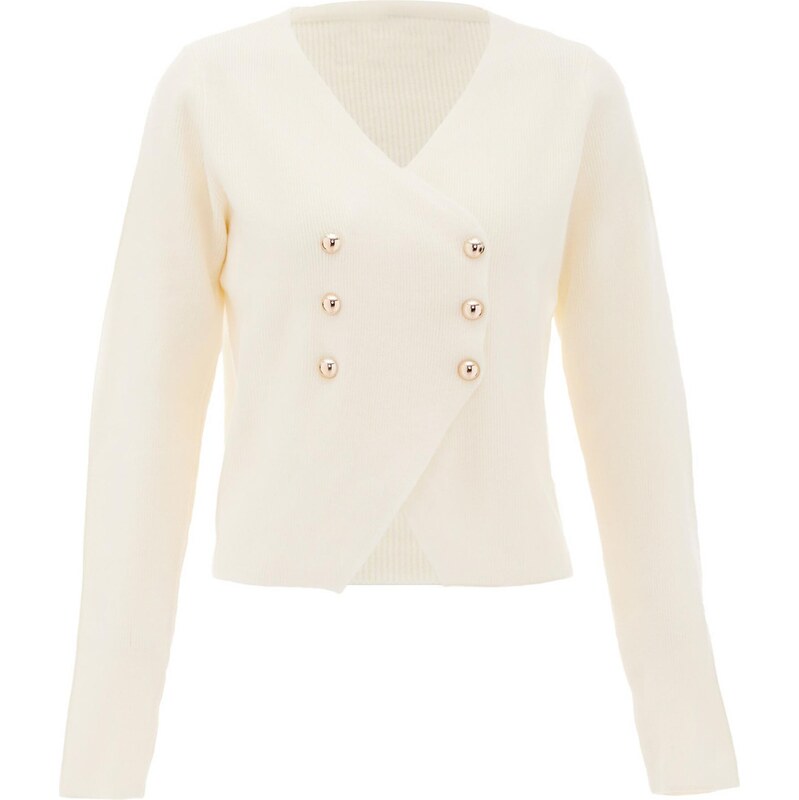 NAEMI Kardigán zlatá / biela ako vlna 65870769