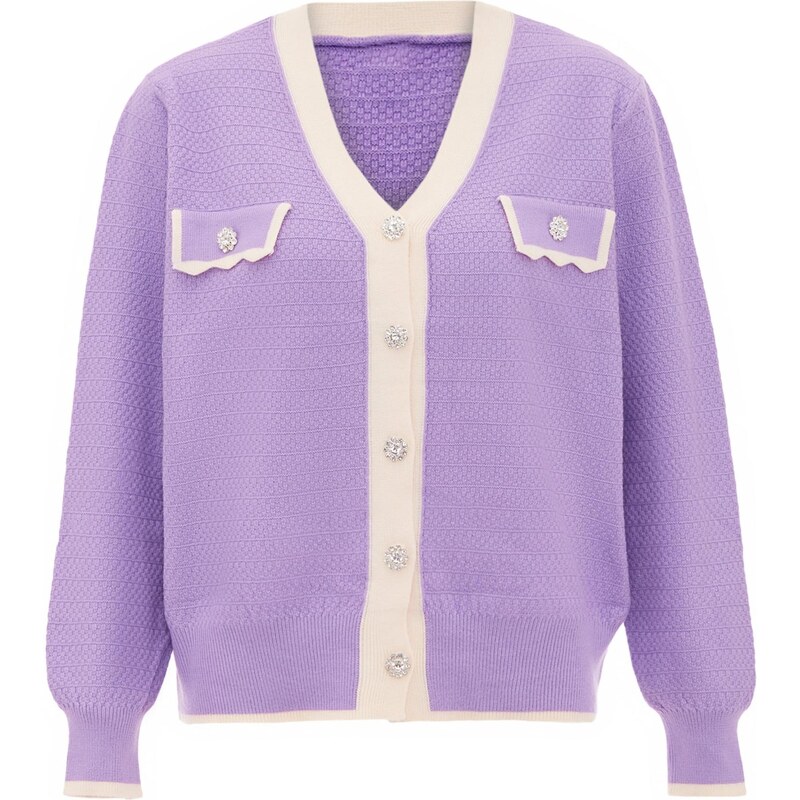 carato Kardigán fialová / levanduľová / biela ako vlna 65870141