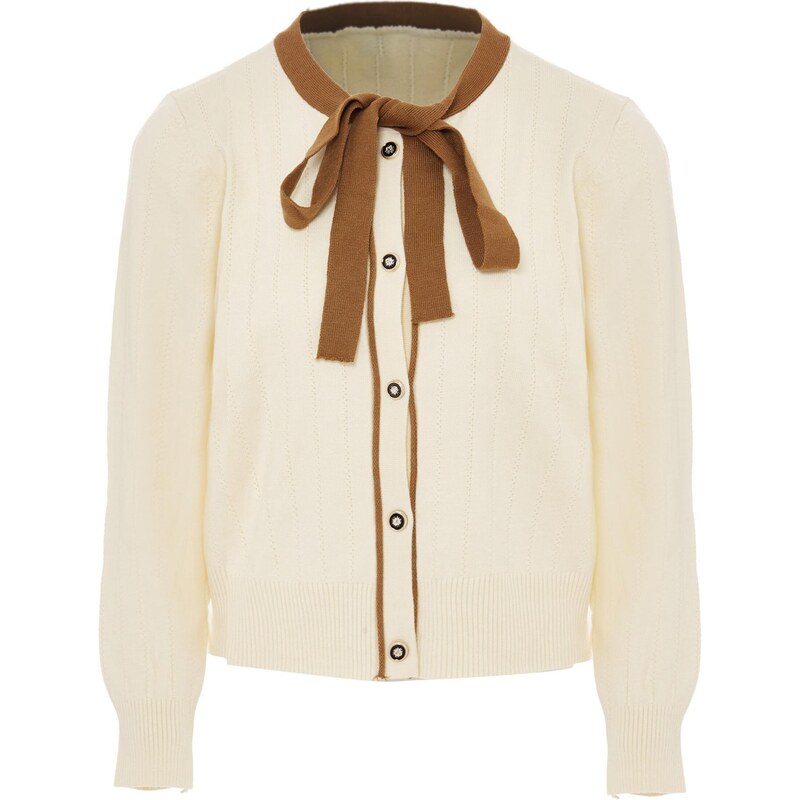NAEMI Kardigán krémová / hnedá 65870303