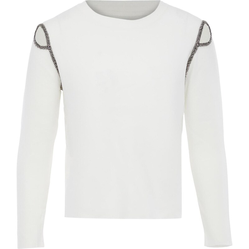 NAEMI Sveter striebornosivá / biela ako vlna 65870350