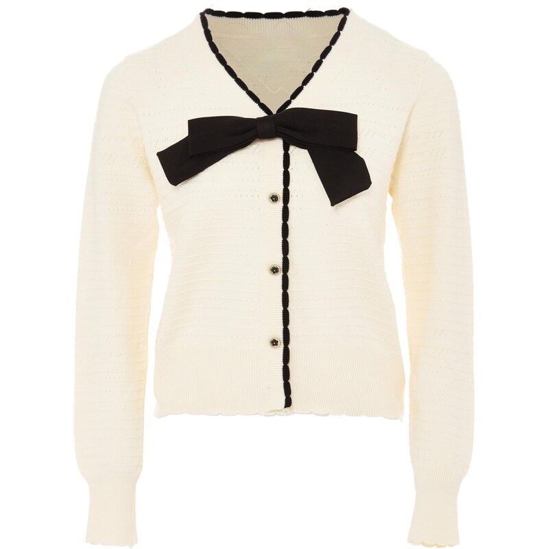 NAEMI Kardigán čierna / biela ako vlna 65870360