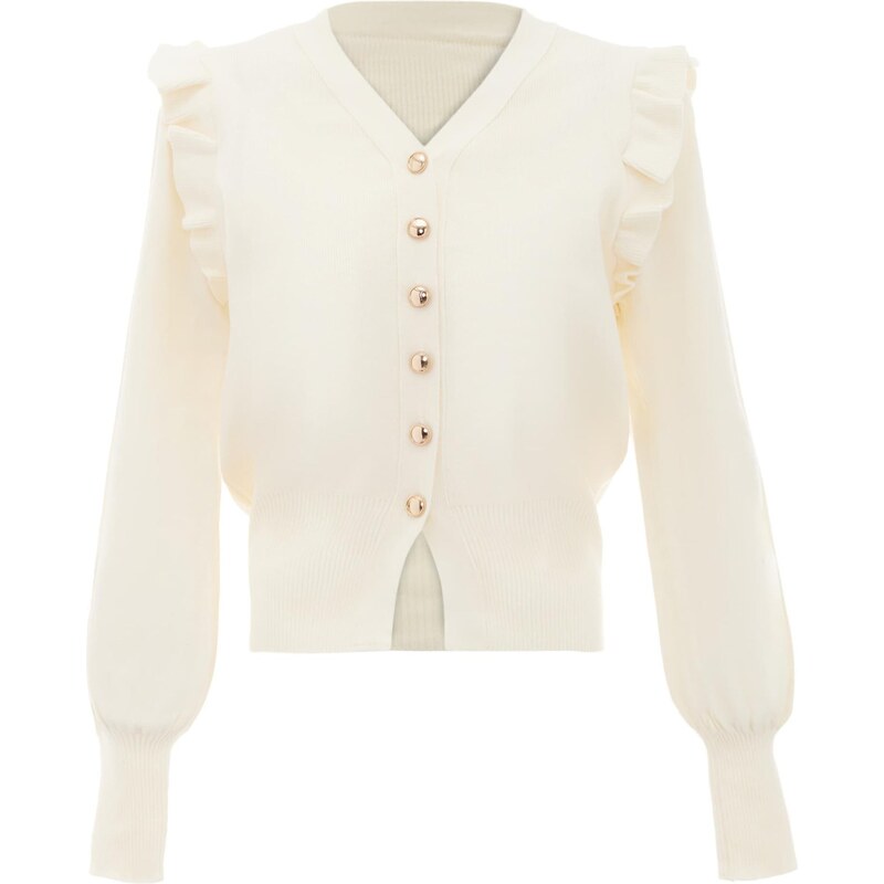 NAEMI Kardigán zlatá / biela ako vlna 65870577