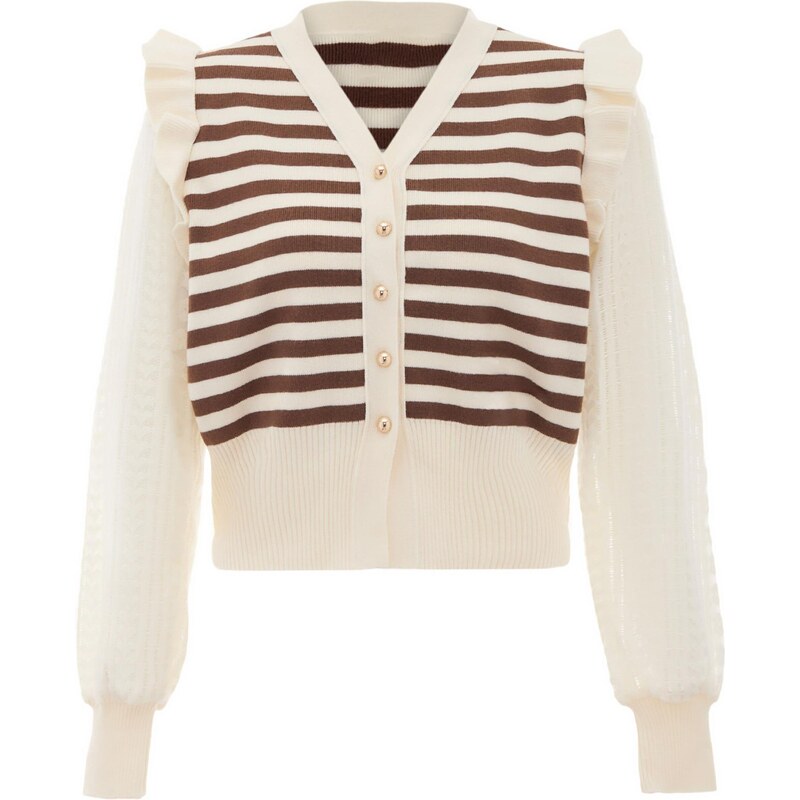 NAEMI Kardigán béžová / čokoládová 65870741