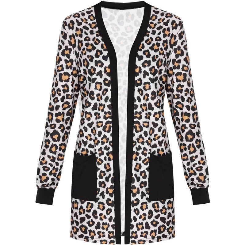 faina Kardigán Fashion Look mokka / čierna / biela 66140777