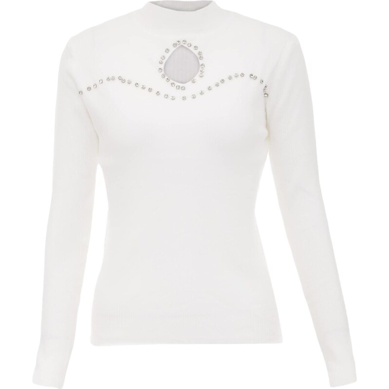 carato Sveter priehľadná / biela ako vlna 65870928