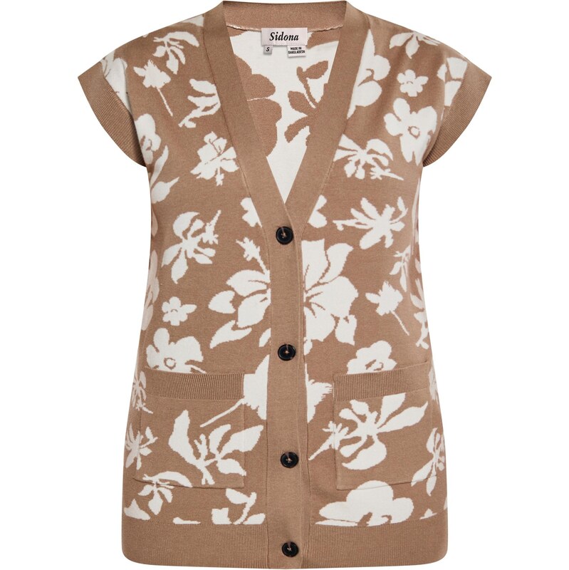 Sidona Kardigán hnedá / biela ako vlna 65872160