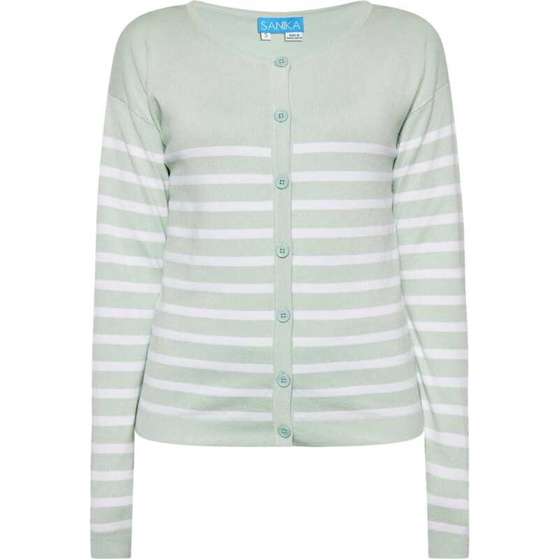 SANIKA Kardigán mätová / biela 65871799