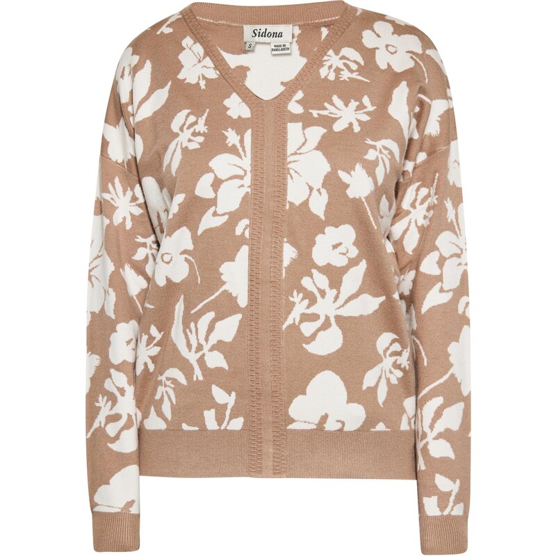 Sidona Sveter hnedá / biela ako vlna 65872137