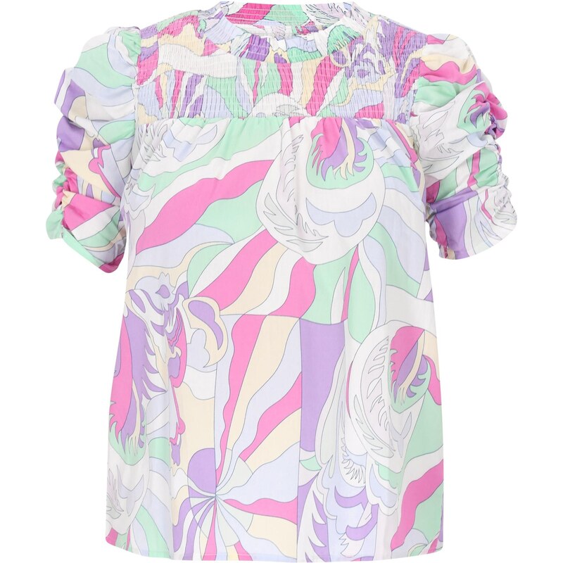 Gaya Blúzka Fashion Look pastelovo zelená / fialová / ružová / biela 65881124