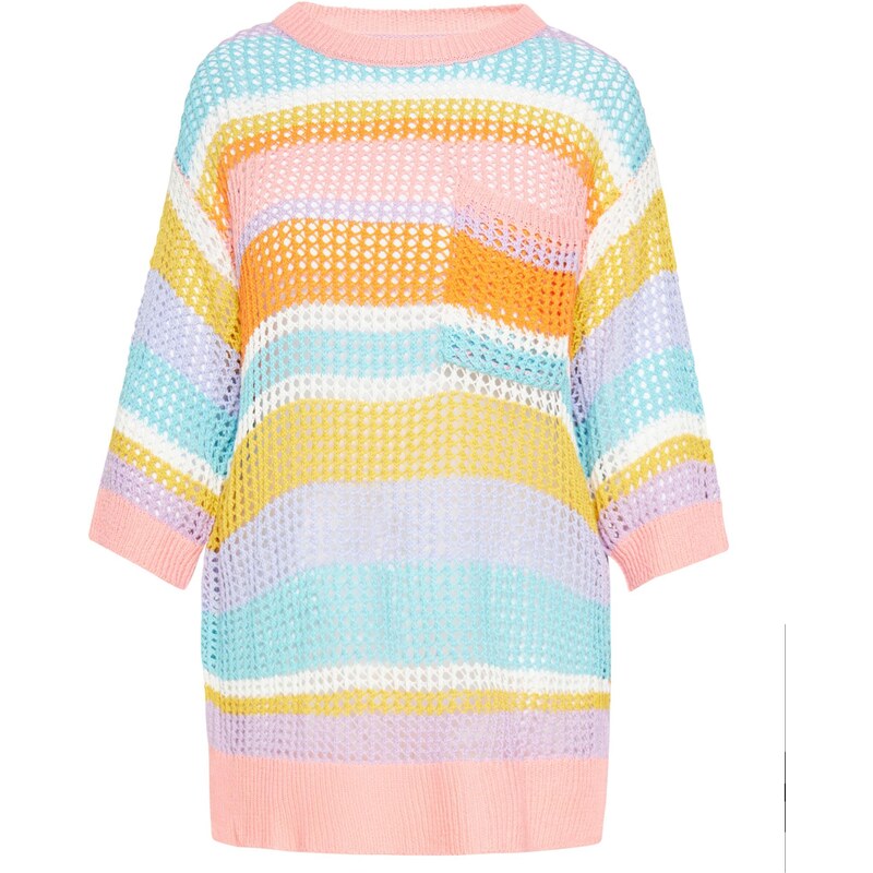 SANIKA Sveter Fashion Look svetlomodrá / karí / oranžová / ružová 65880499