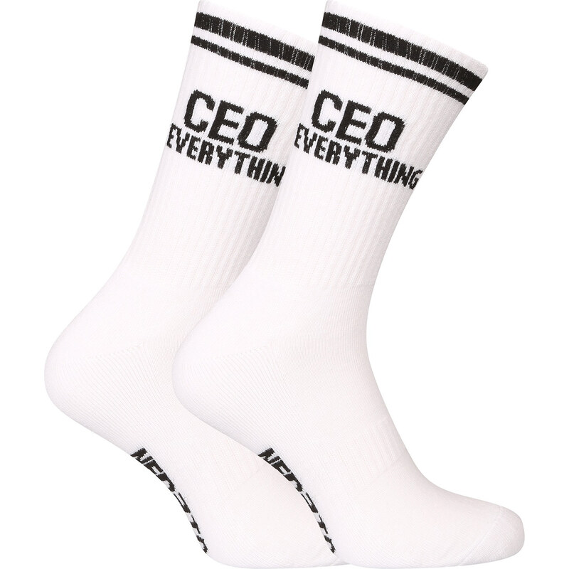 Ponožky Nedeto športové vysoké CEO Of Everything bielé (1NOBT5) 65897297