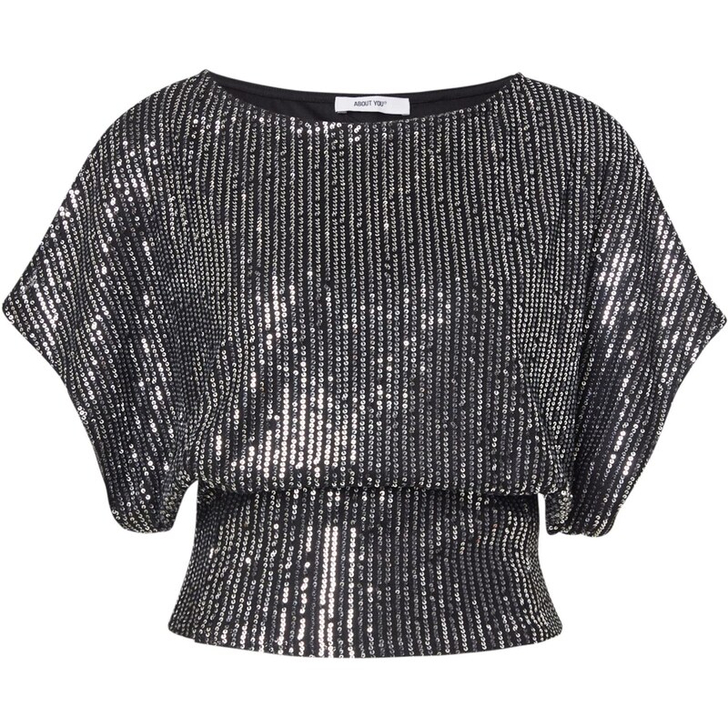 ABOUT YOU Blúzka Elsa čierna / strieborná 66009921