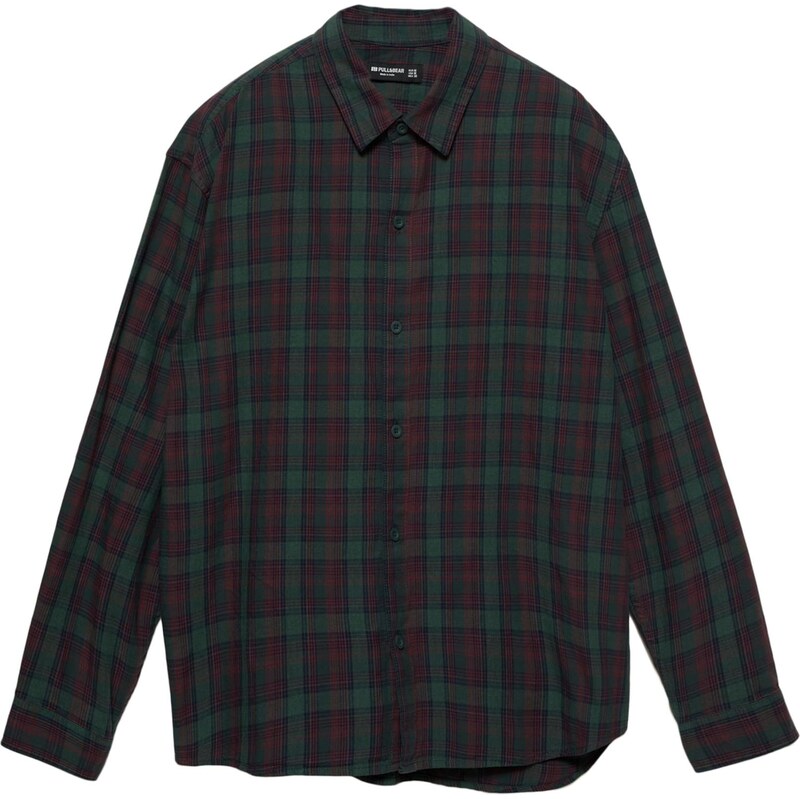 Pull&Bear Košeľa zelená / tmavozelená / červená 65896424
