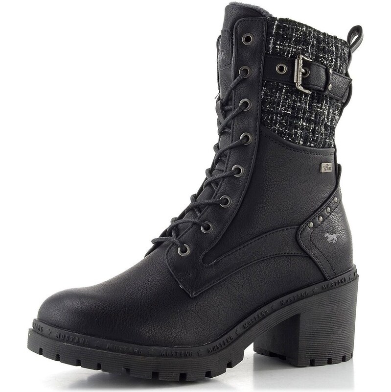 Mustang šněrovací kotník na podpatku black 15M0122005 65897066