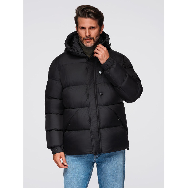 Ombre Mens quilted jacket with high zipped hood - black 65930554