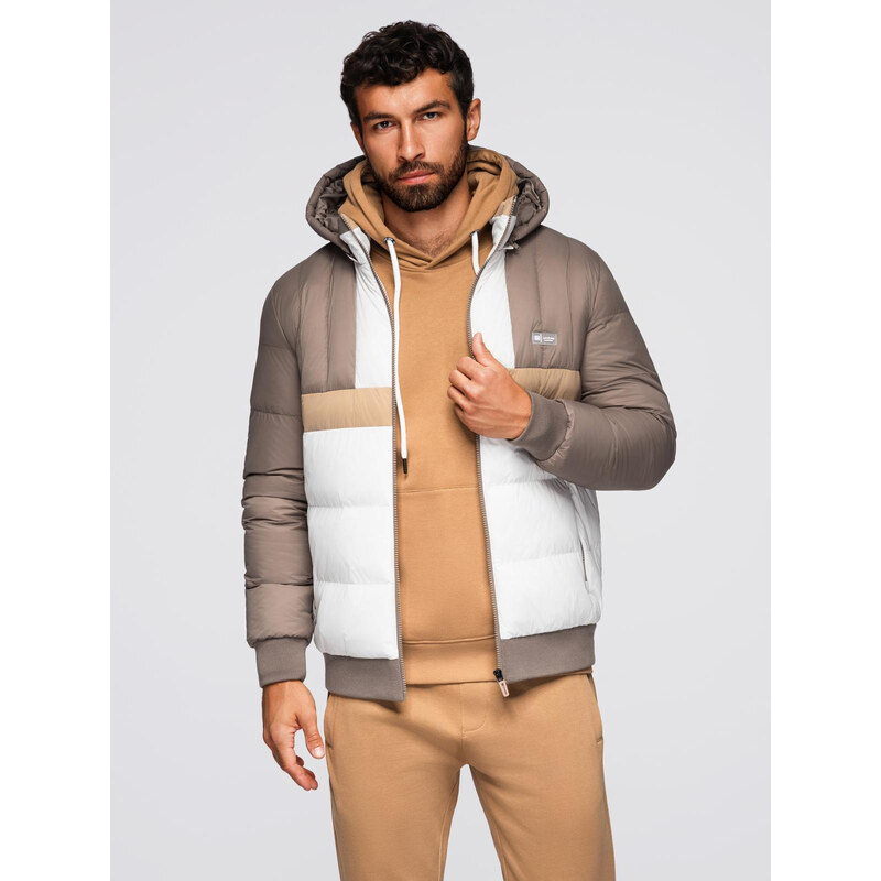 Ombre Colorful retro mens sports jacket - beige and white 65916815