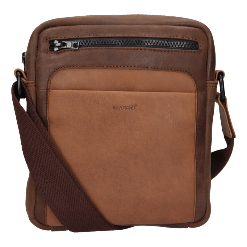 Lagen Pánska kožená taška cez rameno BLC-223-2666 hnedá 65897244