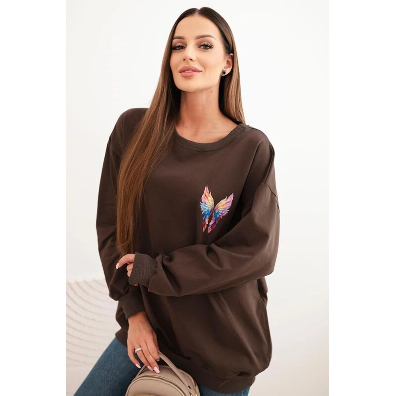 MladaModa Bavlnená oversize mikina s potlačou farebných krídel na 65897364