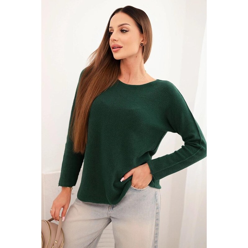 MladaModa Viskózový sveter s lodičkovým výstrihom model IT89 tmavý 65897389