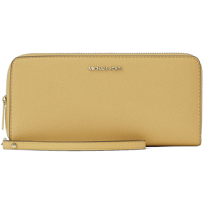 Michael Kors Large Pebbled Leather Continental Wristlet Honey 66600065