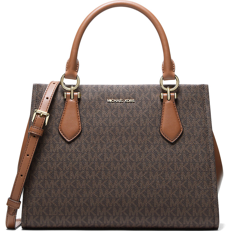 Michael Kors Marilyn Medium Signature Logo Convertible Satchel Brown 66600066