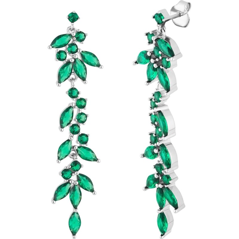 Preciosa Očarujúce strieborné náušnice so zelenými kubickými zirkónmi 66579306