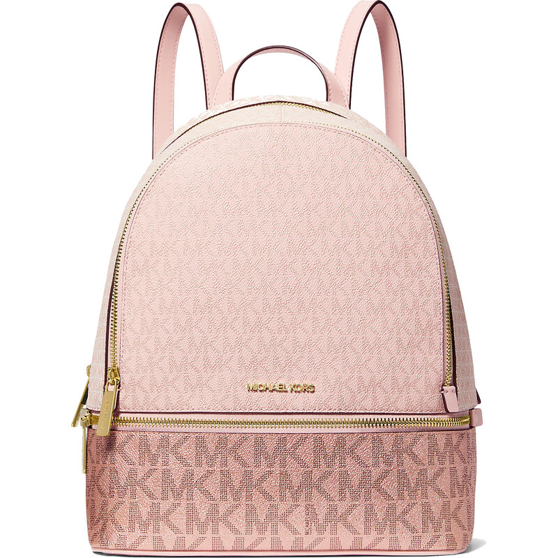 Michael Kors Batoh Rhea Medium Metallic Signature Logo Backpack Powder 66600060