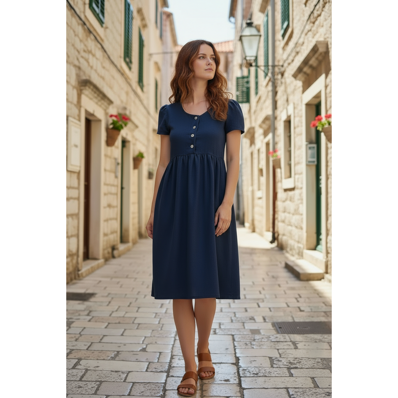 Romantické ľanové šaty Lotika s gombíkmi 65899752