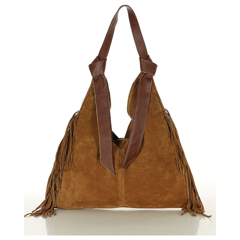 MARCO MAZZINI Dámska kabelka hobo z prírodnej kože | hnedá s290a 65899796