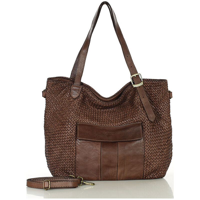 MARCO MAZZINI Veľká hnedá tkaná kabelka (v250c) 61532451