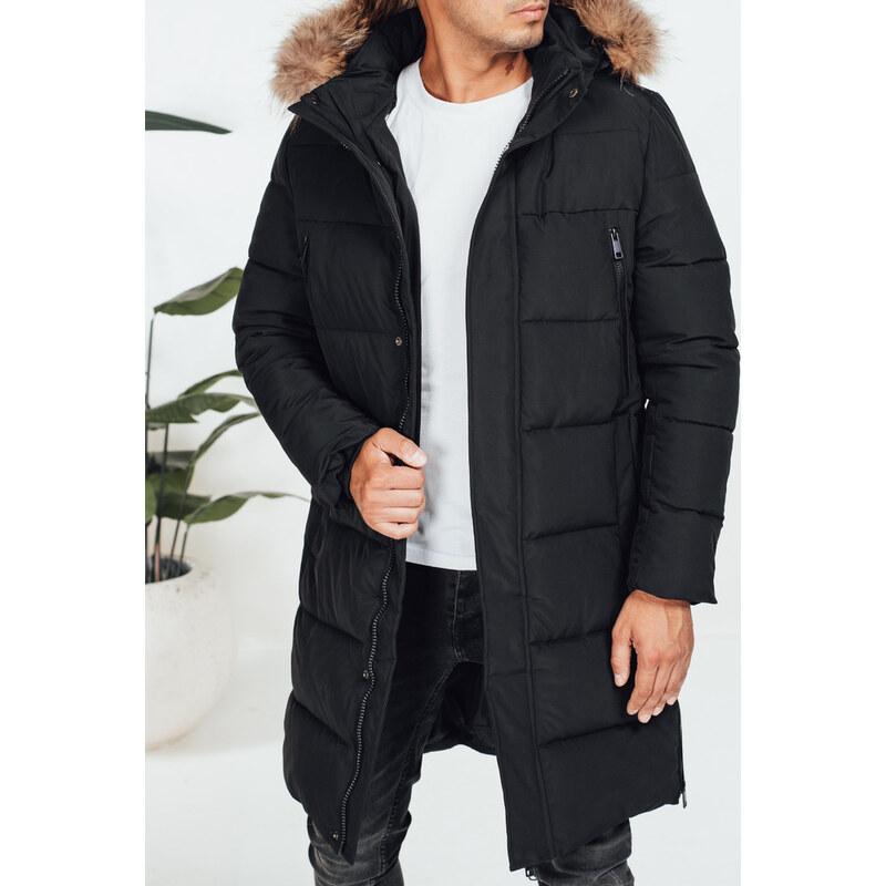 BASIC Čierna pánska dlhá zimná prešívaná bunda TX5074 65902191