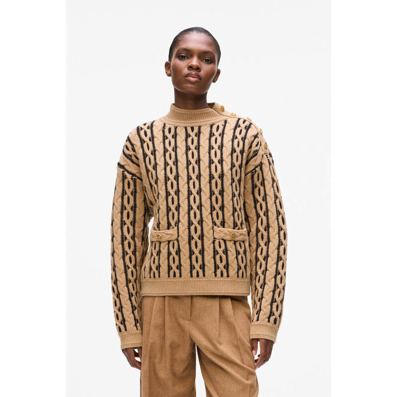 SVETER KARL LAGERFELD CABLE KNIT MOCK NECK 67047544