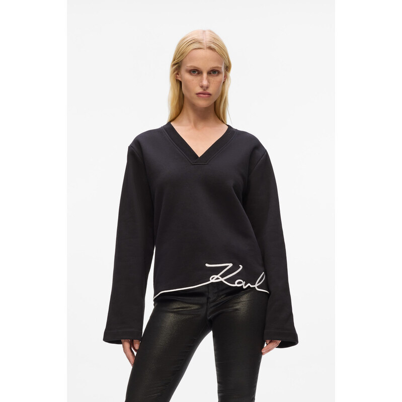 MIKINA KARL LAGERFELD KARL SIGNATURE HEM V-NK SWEAT 65902111
