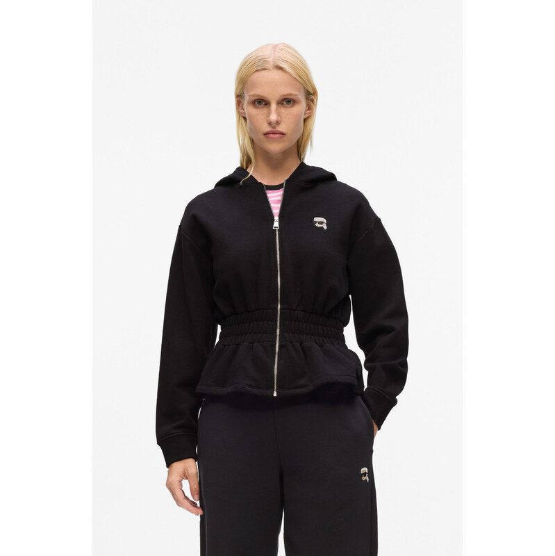 MIKINA KARL LAGERFELD IKON PATCH CINCHED ZIP HOODIE 65902117