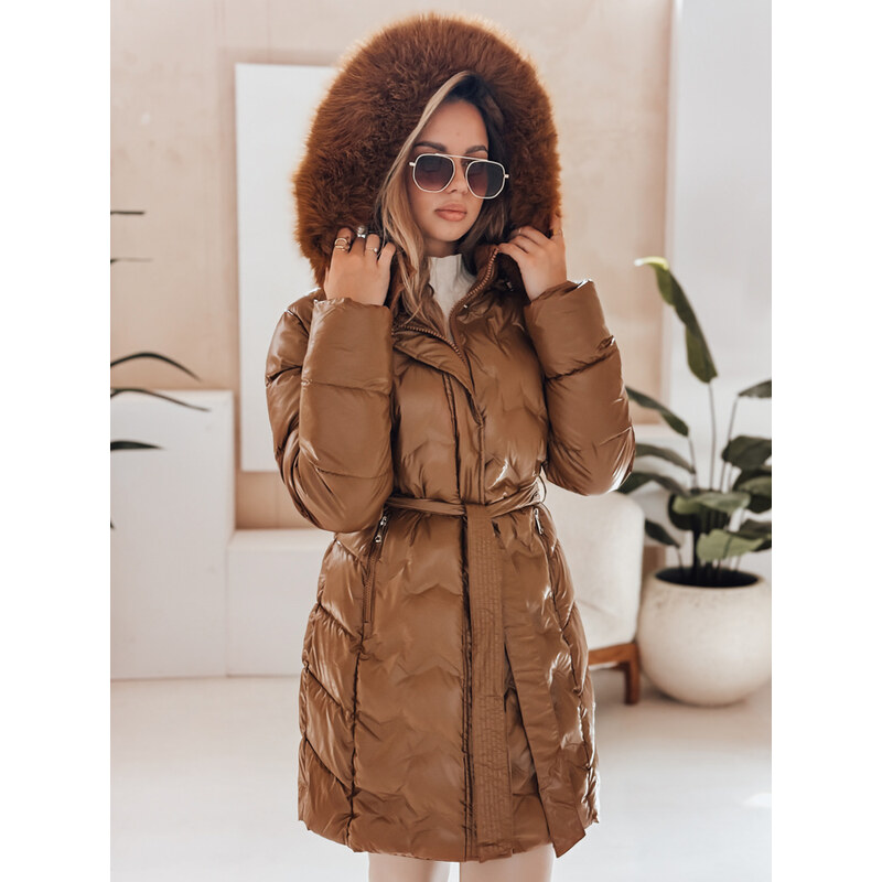 BASIC Hnedá dámska zimná prešívaná bunda CASSERIE s kapucňou TY4925 65902195