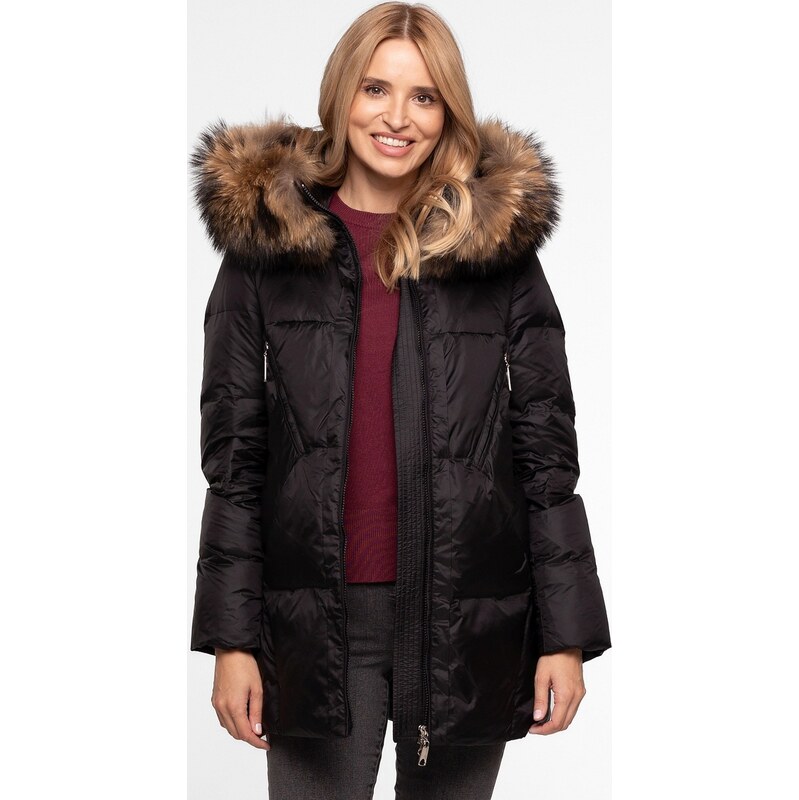 Perso Čierna dámska zimná páperová bunda s prešívaním BLH 252517 FXR - 65902199