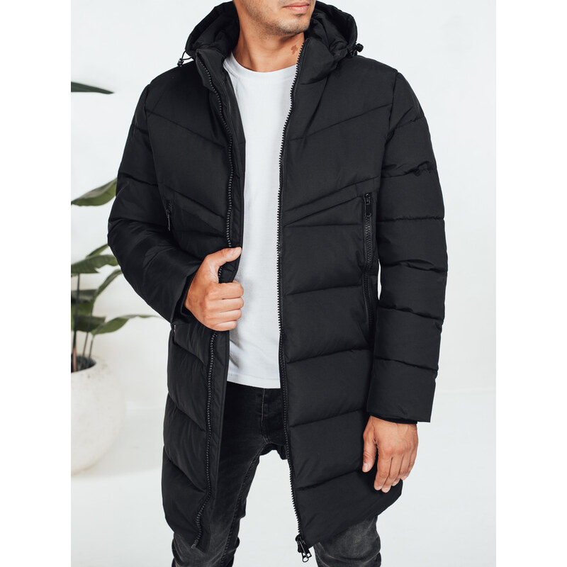 DStreet Pánska zimná bunda s kapucňou, čierna 66045181