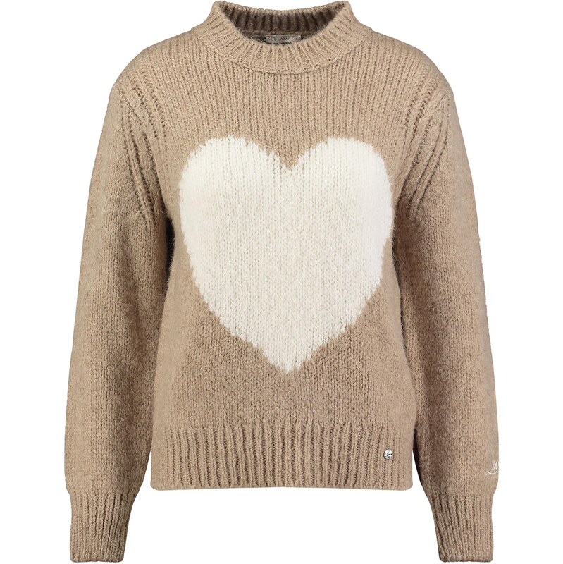 Key Largo Sveter Feeling tmavobéžová / biela 66057044