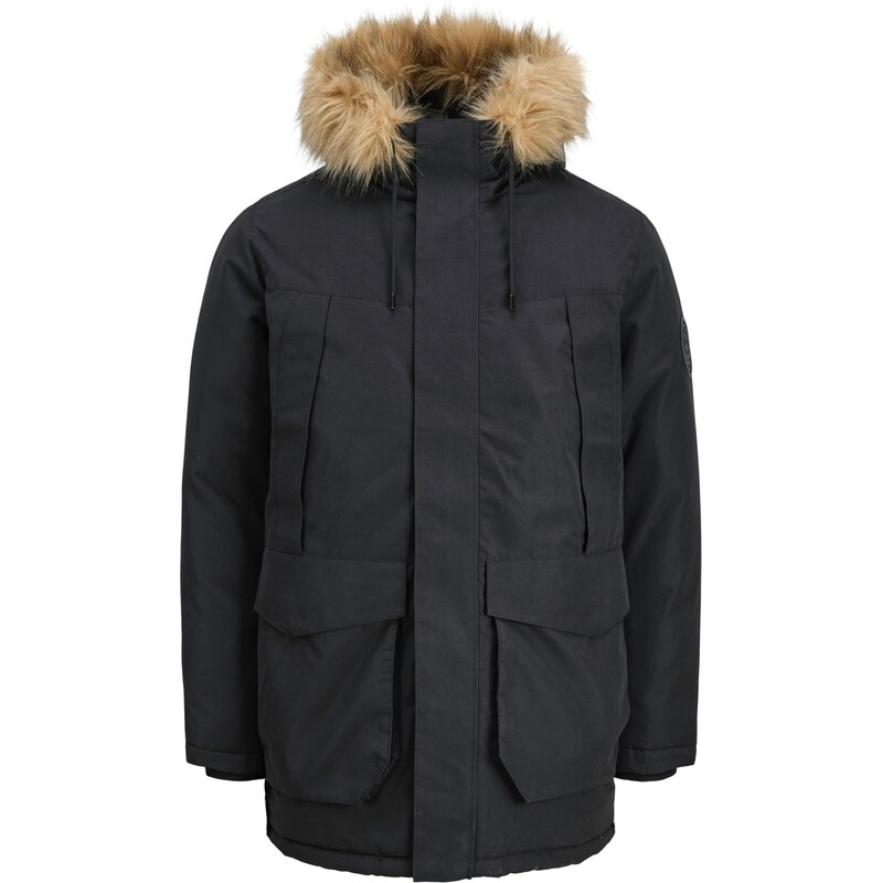 JACK & JONES Zimná parka CAMP svetlohnedá / čierna 66057227