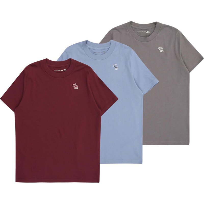 Abercrombie & Fitch Tričko svetlomodrá / tmavosivá / čerešňová / biela 65906849