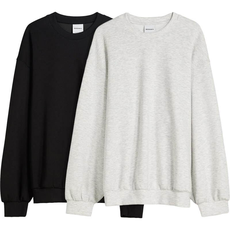 Bershka Mikina svetlosivá / čierna 65906844