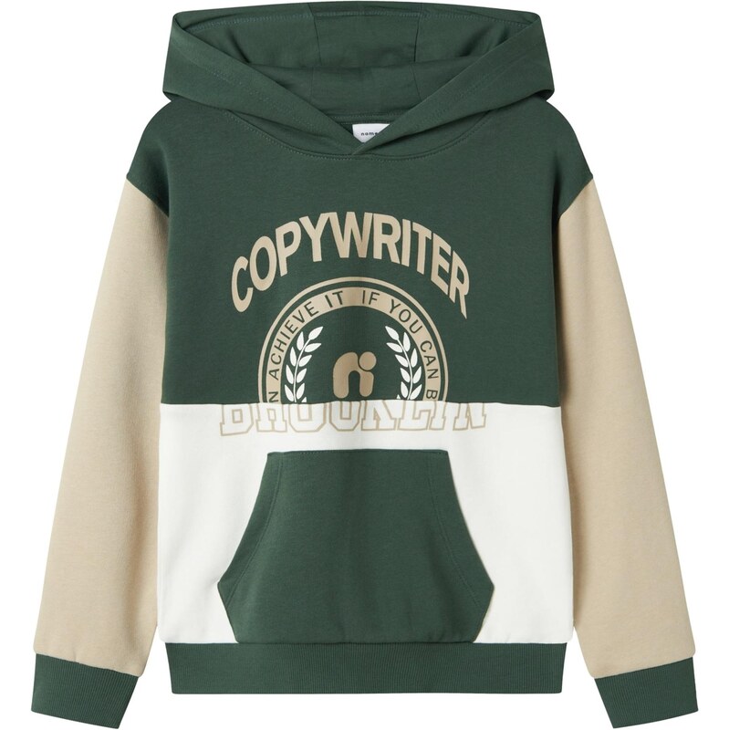 NAME IT Mikina NKMNOLA béžová / tmavozelená / biela 65216100