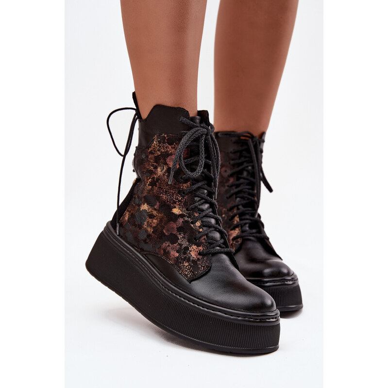 Kožené členkové topánky Maciejka na platforme 66473052
