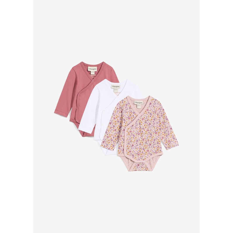 bonprix Detské zavinovacie body, s dlhým rukávom, z bio bavlny (3 ks v 65915963