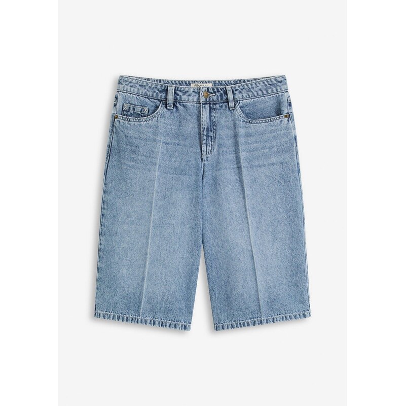 bonprix Džínsové bermudy, stredná výška pásu, farba modrá 65915995