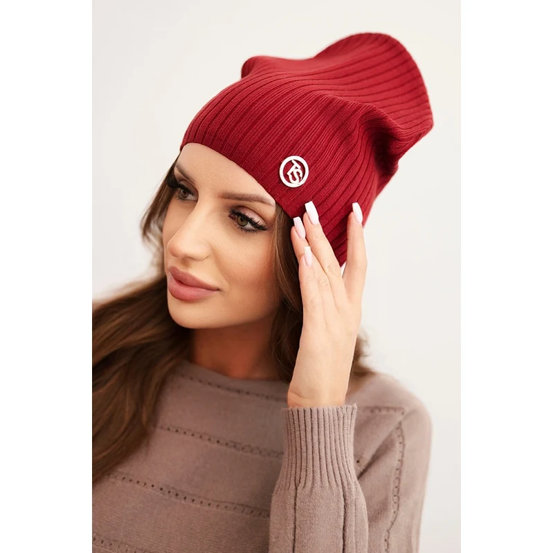 Polski Kesi Dámska pruhovaná čiapka s ozdobným gombíkom s prídavkom 65916807