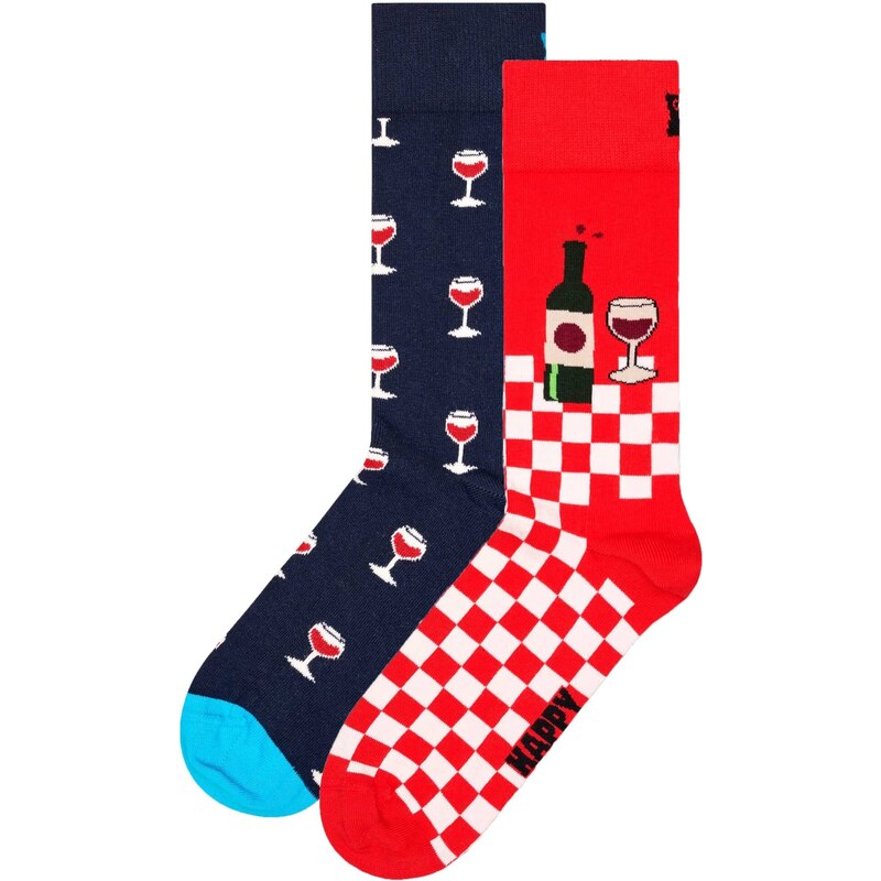 Happy Socks Ponožky Wine tmavomodrá / azúrová / červená / biela 67334831